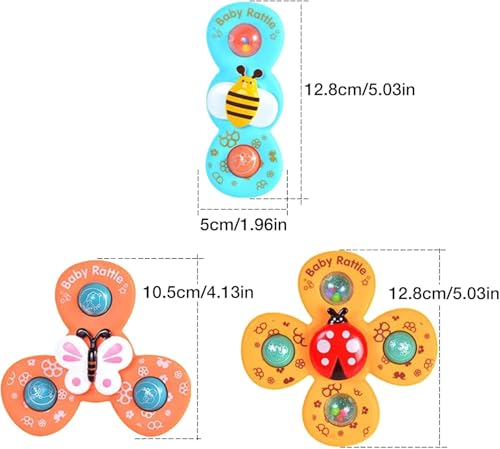 Piões com Ventosas, Conjunto de 3 Peças, Brinquedos Giratórios com Ventosas, Piões Anti-Stress, Brinquedos Sensoriais