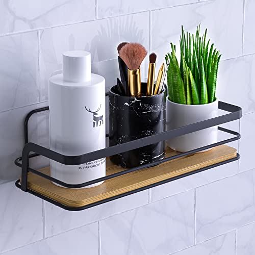 Bestdon Shower Caddy No Drilling Black Self Adhesive Shower Basket Shower Caddy Shower Caddy Wall Shelf Bathroom Living Room Bamboo Metal