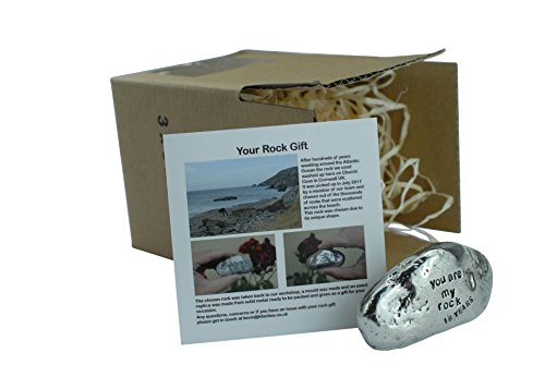 16th Anniversary You Are My Rock Gift Idea - Solid Metal Heavy Polished Rock Gift for 16 Year Anniversary
