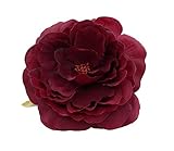 Love Sweety Women Girls Flower Hair Clips Hairpins Flower Brooch (Dark Red)
