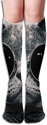 Unisex Long Stockings Glasses Black Cat Soft Long Hose Knee High Socks For Men Women
