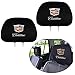 99 Carpro Headrest Cover for Cadillac,Black Fabric Head Rest Cover with Cadillac Car Logo Printed, Soft Comfortable, Universal Fit, 2 pcs