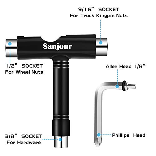 Sanjour Skate Tool Kit AllinOne Skate T Tool Kit w/ 8pcs 608RS