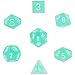 Polyhedral 7-Die Frosted Dice Set - Teal with White