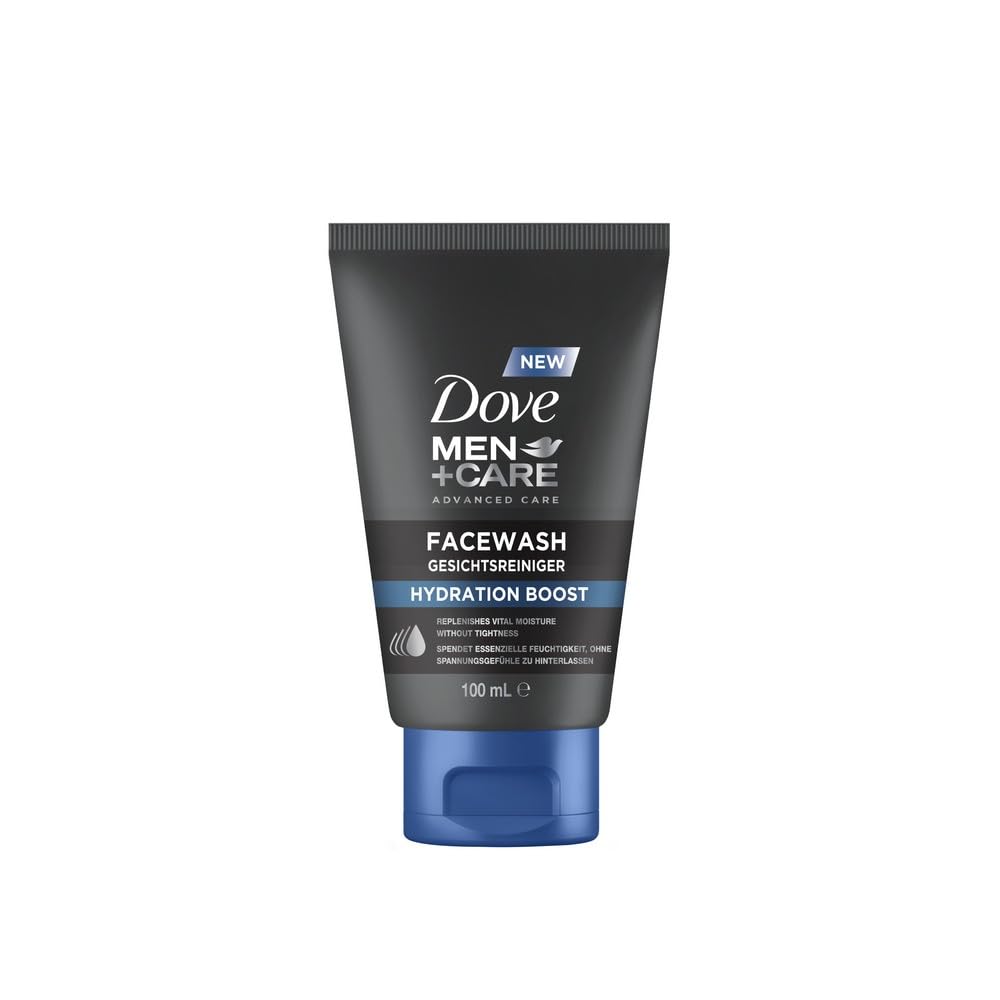 DOVE MEN + CARE Facewash Hydration Boost - Facial Cleanser - Provides Essential Moisture Without Leaving Feelings of Tension, 1 x 100 ml