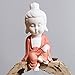 White Ceramic Little Cute Buddha Statue Buddha Figurines Home Decor Creative Crafts Ornaments Gift Delicate Ceramic Arts and Crafts (Red)