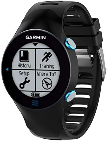 Gosuper Genuine Soft Silicone Watch Band Stainless Steel Clasp Replacement Strap for Garmin Forerunner 610