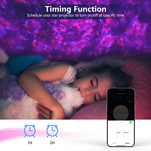 Proyector Estrellas, Tasmor Smart WiFi Alexa Proyector de Galaxia con Soporte, 10 Modos de Color Control Remoto con Temporizador, Altavoz de Música Bluetooth, Regalo de Fiesta Luz Nocturna