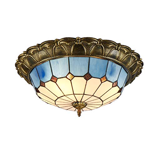 Led Tiffany Style Vintage Ceiling Lights Blue Glass Shade