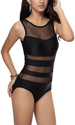 Women Sexy One-piece Mesh Bikini Sets L Black
