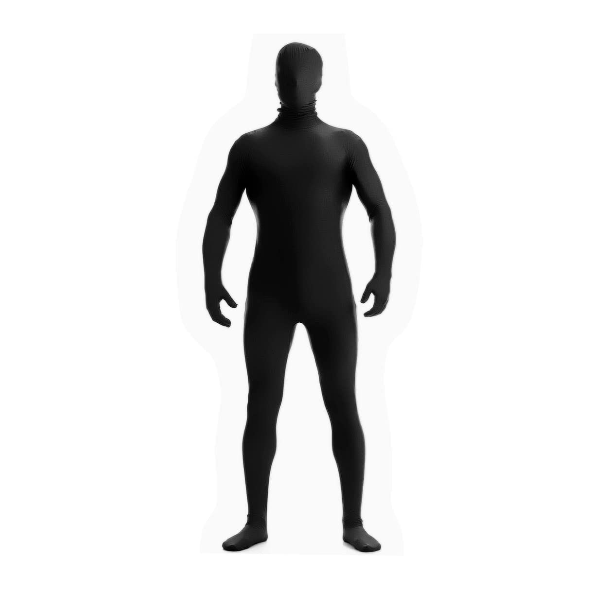 JZK S 160CM Full Body Black Suit with Head for 150~161cm (4'9~5'3 under 133lb) Petite adult Women Kids, Stretchy Stealth Suit for Fancy Dress Party, Black Bodysuit Costume Halloween