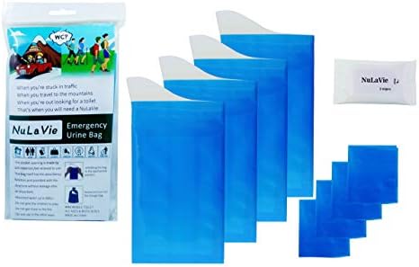 NuLaVie Disposable Urine Bags for Men and Women - Leakproof Travel Emergency Pee Bag 4-Pack with Sani Wipes - Portable Urinal Bags for Traffic Jam, Car, Camping - Emergency Toilet Bags for Children 1 NuLaVie Disposable Urine Bags for Men and Women - Leakproof Travel Emergency Pee Bag 4-Pack with Sani Wipes - Portable Urinal Bags for Traffic Jam, Car, Camping - Emergency Toilet Bags for Children
