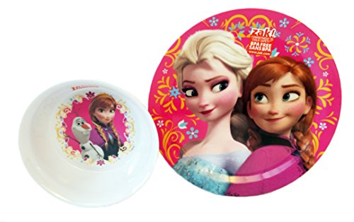 Frozen Disney Princess Children Dinerware set. Matching Cereal Bowl featuring Anna & Olaf & Dinner plate with Elsa & Anna. Disney Frozen Plates Bundle of 2.