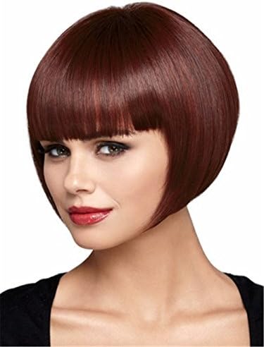 Finders bobo Wigs 8 Inch Women Wig Short Straight Synthetic Bob Wigs Heat Resistant Wig Auburn