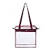 Clear Cross-Body Messenger Shoulder Zippered Bag w Adjustable Strap, NFL & PGA Stadium Security Approved Travel & Gym Clear Tote Bag-12” X 12“ X 6” (Burgundy)