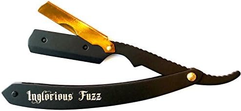 Inglorious Fuzz Straight Edge Barber Shaving Shavette Razor | Ergonomic Foldable and Compact | Expedite Grooming and Beard Shaving, Smooth Your Skin and Eliminate Rashes (Blades Sold Separately)