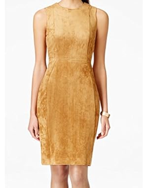 Calvin Klein Womens Solid Faux-Suede Sheath Dress Brown 10