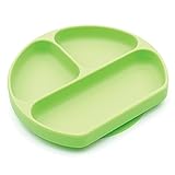 Bumkins Silicone Grip Dish, Suction Plate, Divided Plate, Baby Toddler Plate, BPA Free, Microwave Dishwasher Safe – Green