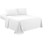 Sfoothome Queen Sheets Set - White Hotel Luxury 4-Piece Bed Set, Extra Deep Pocket, 1800 Series Bedding Set, Sheet &amp; Pillow Case Set (Queen, White)