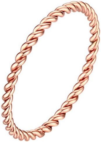 UNAPHYO Women's Stainless Steel Stackable Wedding Band Twisted Rope Plain Ring Thin
