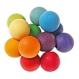 Grimm's Beads Grasper - Wooden Baby Rattle Toy with Large Balls in Rainbow Colors, Handmade in Germany