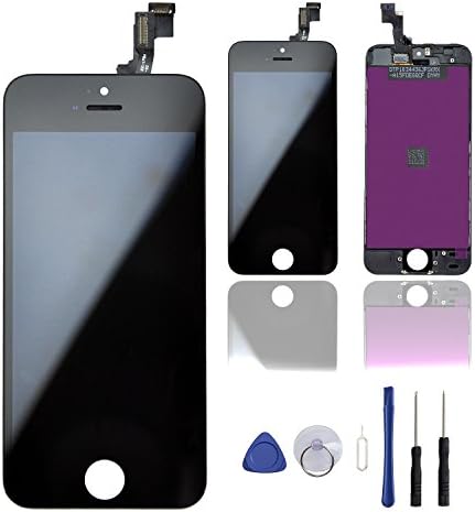 Queenswell iPhone 5s Screen Replacement, 4" LCD Display Digitizer Touch Screen Frame Full Assembly Set with Repair Tools (Black)