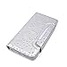 iPhone 7 Plus Wallet Case, HESPLUS Bling Sparkly Magnetic Flip Folio [Detachable] Leather Wallet Case Cover with Credit Card Slot Holder for iPhone 7 Plus 5.5 Inch - Silver