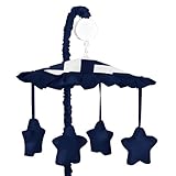 Zig Zag Navy and White Chevron Musical Baby Crib Mobile by Sweet Jojo Designs