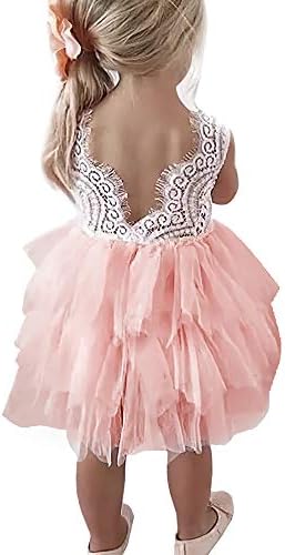 Lace Backless A-Line Tiered Tutu Tulle Baby Flower Girls Princess Party Dress