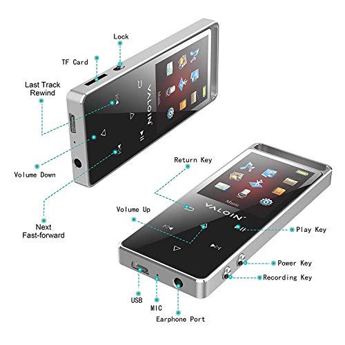 MP3 Music Player with Bluetooth 4.0,Multifuncion Digital Audo Player with Pedometer