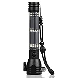 Solar Powered Tactical Flashlight Multi Function Outdoor Car LED Flashlight Ultra Bright Torch Light, with Safety Hammer and Compass, for Hiking, Camping