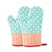 KinChi Glove Microwave BBQ Oven Cotton Baking Pot Mitts Cooking Heat Resistant Kitchen,100% Quilted Cotton with Thick Terry Cloth Lining, Set of 2 Mittens (Blue)