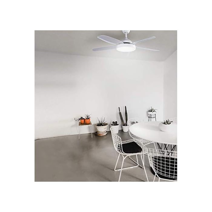 UNIVERSALBLUE - Ventilador de Techo con Luz - Ventilador Silencioso con Mando a Distancia - 5 aspas - 3 velocidades - Color Blanco - Imagen 5