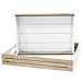 Blu Monaco Wooden Serving Tray - Ottoman Tray - Coffee Table Tray - 2 Piece Set - with Carrying Handles - Country Rustic White Washed and Natural Wood