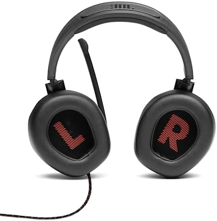 Fones de ouvido jbl quantum 200 para gamers com som e microfone quantumsound, com design marcante, compatível com múltiplas plataformas, na cor preta