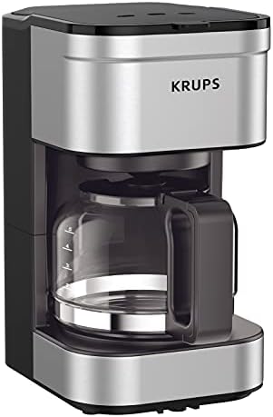 KRUPS Simply Brew Compact 5 Cup Coffee Maker: Stainless Steel Design, Pause & Brew, Keep Warm, Reusable Filter, Drip-Free Carafe
