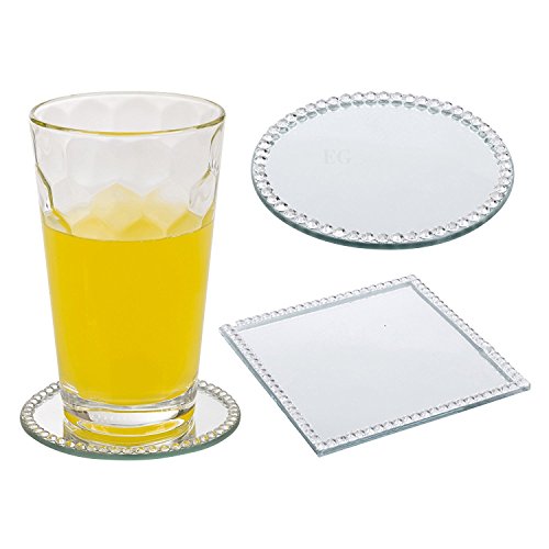 Square Glass Mirror Coaster Plate Cup Candle Table Decoration Bead