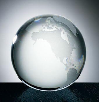 Optical Crystal Clear Ocean World Globe Paperweight with Flat Bottom - Large