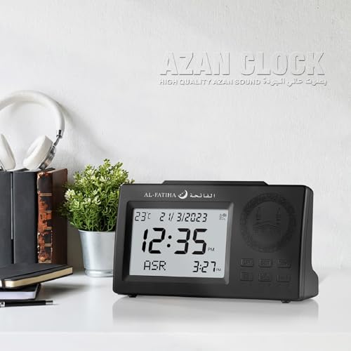 Achas Athan Table Clock Azan Clock Prayer Alarm Table Clock Desk Digital Clock Prayer Digital Alarm With Worldwide Times And Backligh Black