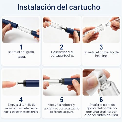 AMAINKI Insulin Pen Set with 5 Glass Cartridges 2 ml, 1–80 IU | Reusable dosing pen with precise adjustment in 1 IU increments, non-slip case and portable design