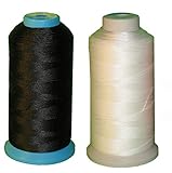 (2 spool) Item4ever® Black & White V-138 T135 Bonded Nylon Sewing Thread for Outdoor, Leather. Upholstery