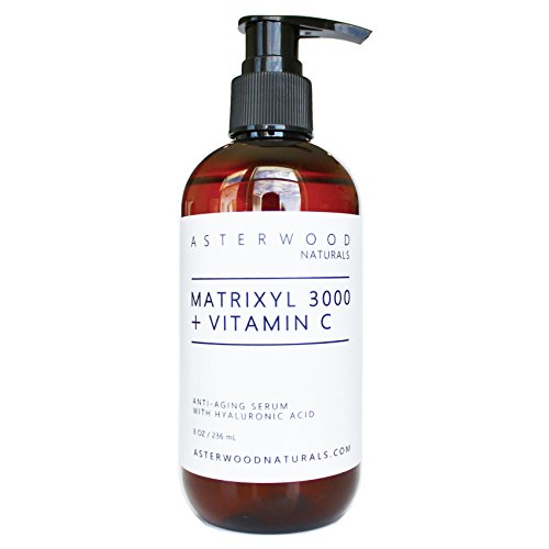 MATRIXYL 3000 + Vitamin C 8 oz Serum with Organic Hyaluronic Acid - Lighten Sun Damage Aging Wrinkles - Beautiful Skin Protection & Restoration Combo - ASTERWOOD NATURALS - Pump Bottle