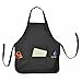DALIX Apron Commercial Restaurant Home Bib Spun Poly Cotton Kitchen Aprons (3 Pockets) in Black