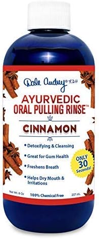 Dale Audrey Ayurvedic Oral Pullling Rinse, Cinnamon W Free Tongue Cleaner ! Natural & Organic 1/5 Months Supply. 8 Oz.