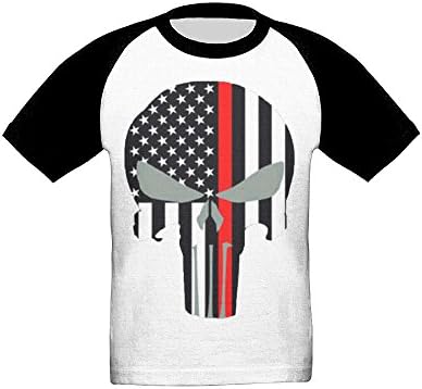Saroyo American Flag Punisher Skull Toddler Raglan T-Shirts 100% Cotton Baseball Short Sleeve Tee 3 Toddler