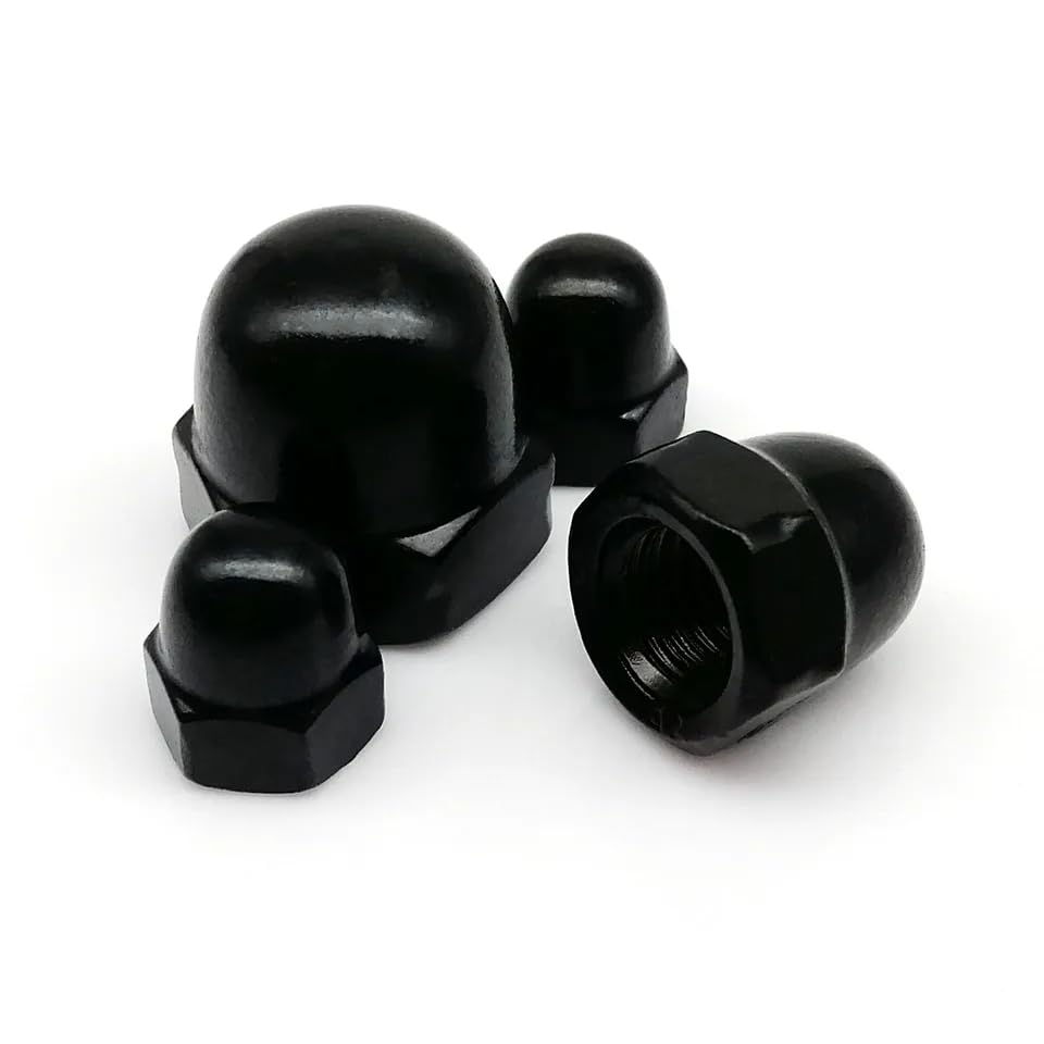Premium Black Stainless Steel Fasteners Dome Nuts DIN1587 with Blackened Finish and Hex Acorn Cap Nuts for M3,M4,M5,M6,M8,M10 Screws and Bolts (M10)