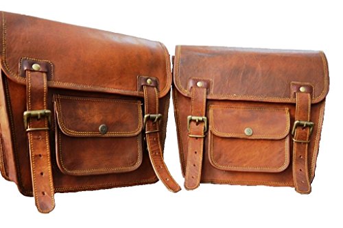 Spot On 2 X Motorcycle Side Pouch Brown Leather Side Pouch Saddlebags Saddle Panniers ( 2 Bags ) Pair
