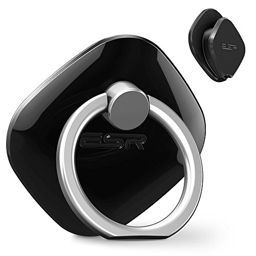 Finger Ring Stand, ESR Ring Holder/ Finger Grip/Kickstand/ Mount Universal [Washable] [Removable] Zinc Alloy Finger Loop for iPhone 7/ iPhone 7 plus/ iPhone 6s/ Galaxy S7 Edge/iPhone SE/5s -Black
