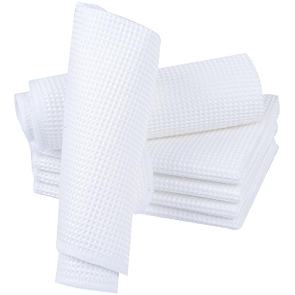 Deep Waffle Weave Dish Cloths White Kitchen Rags Washing Dishes