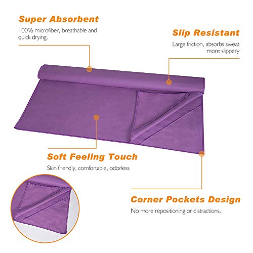 image for TOPLUS Yoga Towel, Sweat Absorbent Non-Slip Hot Yoga Towel + Hand Towe